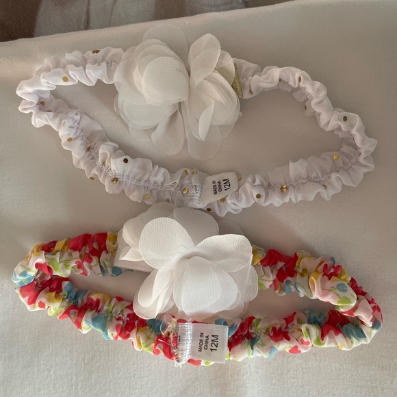 12 months Floral and White Kids Headband Set - Picture 2 of 2